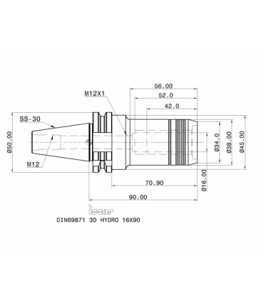 DIN69871 30 HYDRO 16X90