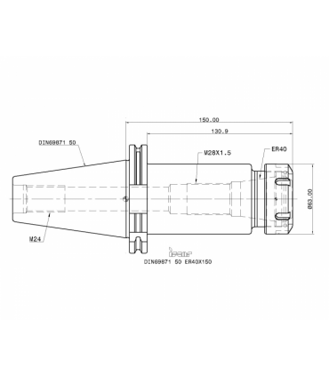 DIN69871 50 ER40X150