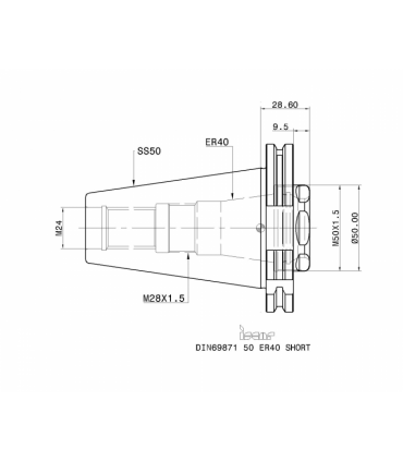 DIN69871 50 ER40 SHORT