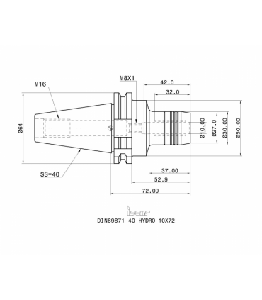 DIN69871 40 HYDRO 10X72