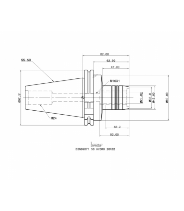DIN69871 50 HYDRO 20X82