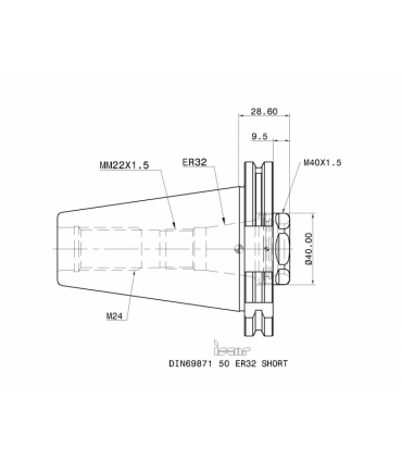 DIN69871 50 ER32 SHORT