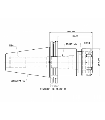 DIN69871 50 ER40X100