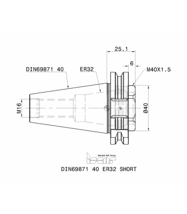 DIN69871 40 ER32 SHORT
