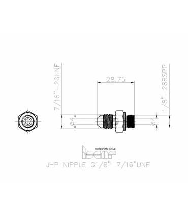 JHP NIPPLE G1/8"-7/16"UNF