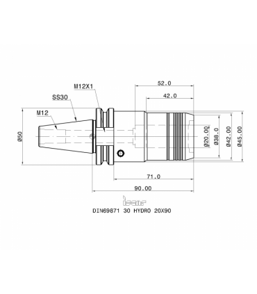 DIN69871 30 HYDRO 20X90