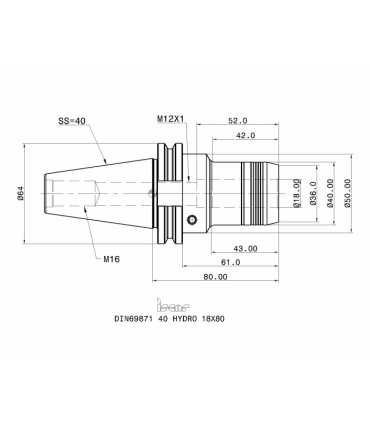 DIN69871 40 HYDRO 18X80