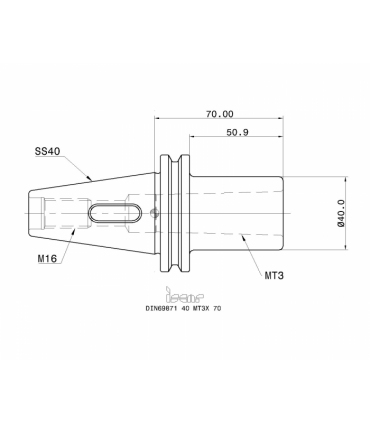 DIN69871 40 MT3X 70