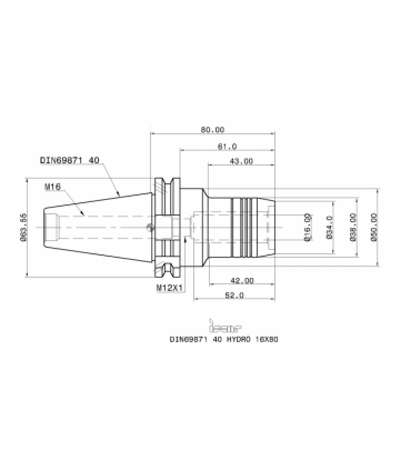 DIN69871 40 HYDRO 16X80