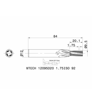 MTECH 12095D20 1.75ISO 92 IC902